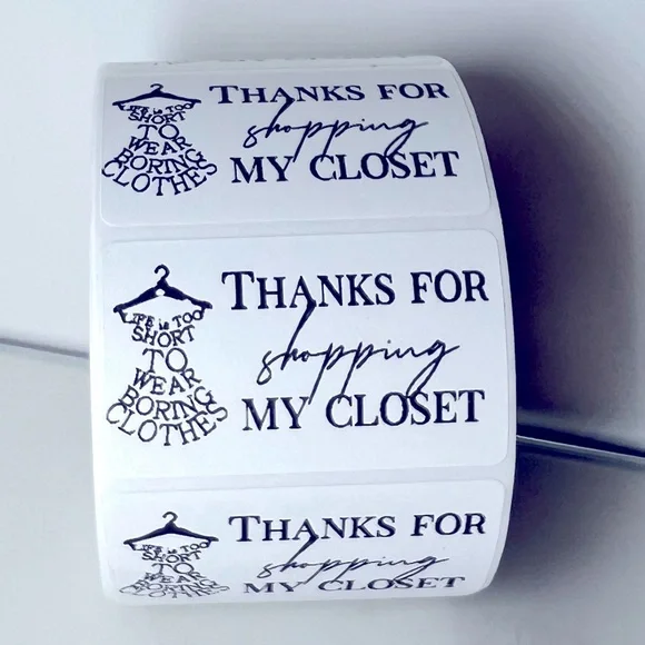 100 Thank You for shopping my closet 2in roll | Packaging Supplies | NWT - Picture 2 of 14